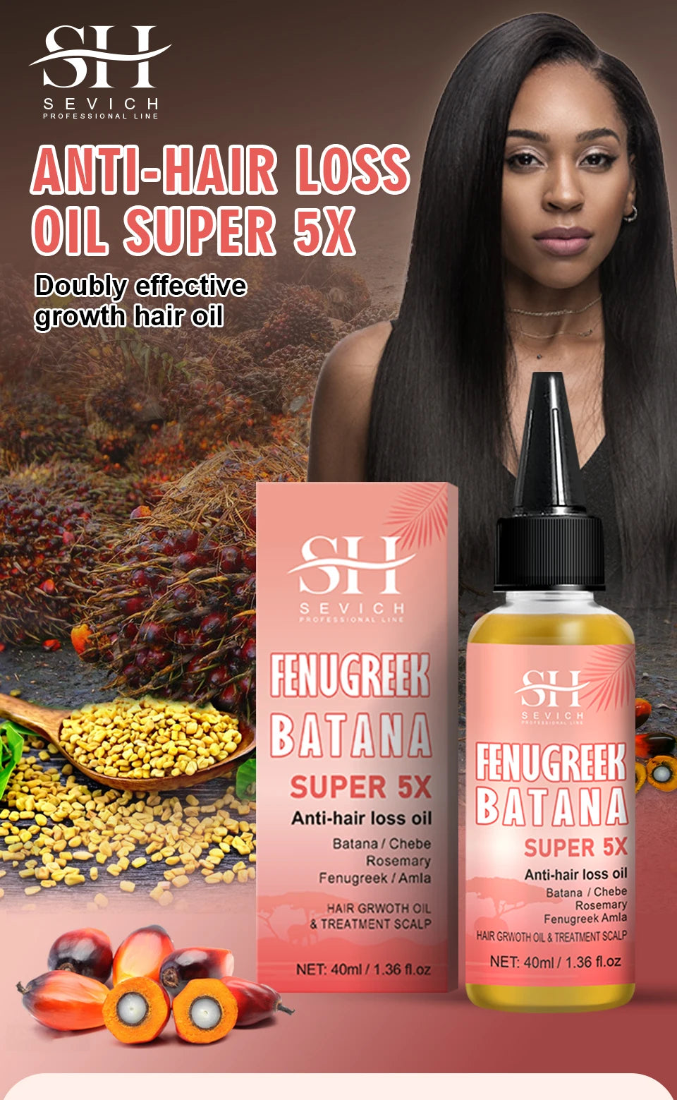 Naturals Anti-Hair Loss Oil Super 5x set African fast hair growth Chebe Batana oil butter  Fenugreek hair regrowth treatment
