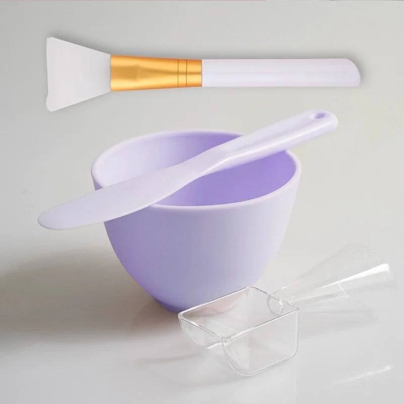 3/4pcs Face Mask Brush Set Reusable Mask Mixing Bowl Facial Applicator Spatula Stirring Soft Fan Facial Brushes Makeup Supplies