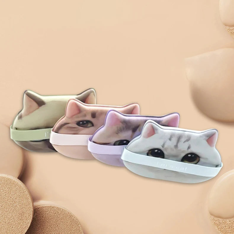 1/4pcs Kitty Air Cushion Powder Puff Cute Cat Cosmetic Puffs Hydrophilic Non-latex Facial Foundation Beauty Tool Dry Wet Makeup