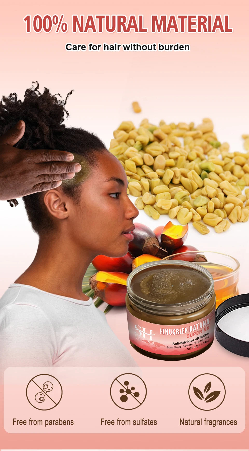 Naturals Anti-Hair Loss Oil Super 5x set African fast hair growth Chebe Batana oil butter  Fenugreek hair regrowth treatment