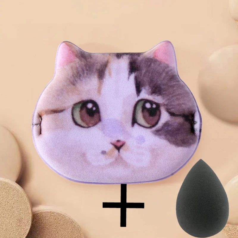 1/4pcs Kitty Air Cushion Powder Puff Cute Cat Cosmetic Puffs Hydrophilic Non-latex Facial Foundation Beauty Tool Dry Wet Makeup