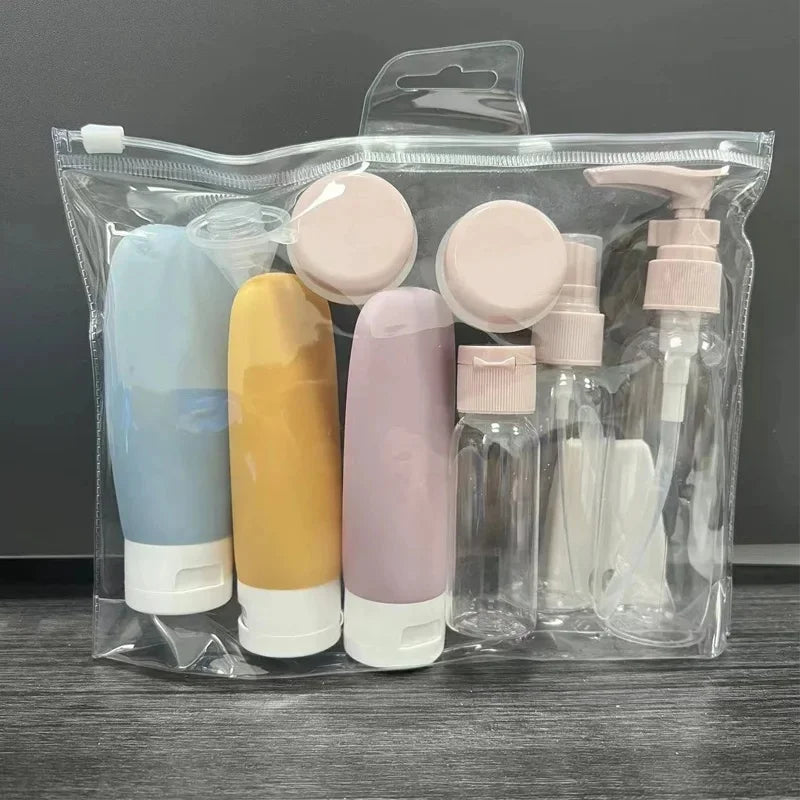 11Pcs Travel Toiletries Containers Set, Conditioner, Lotion – Refillable Mini Skincare Bottles for Airplane & Carry-On