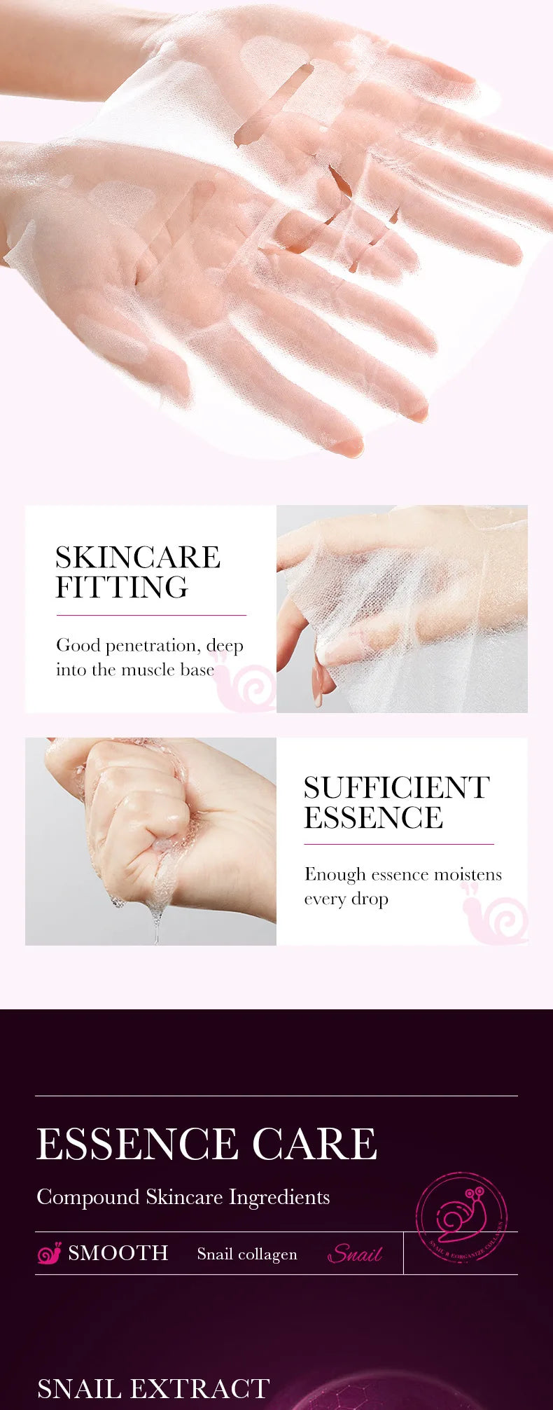 10pcs SADOER Snail Collagen Facial Masks Firming Moisturizing Brightening Hydrating Face Mask Beauty Face Skin Care Products