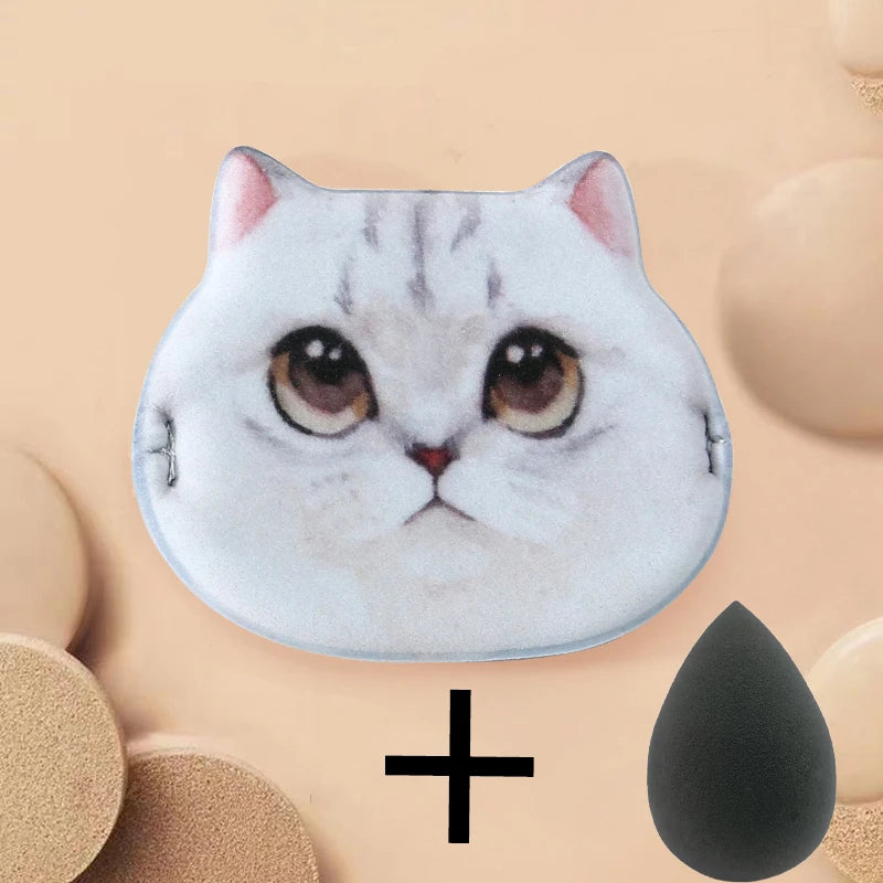 1/4pcs Kitty Air Cushion Powder Puff Cute Cat Cosmetic Puffs Hydrophilic Non-latex Facial Foundation Beauty Tool Dry Wet Makeup