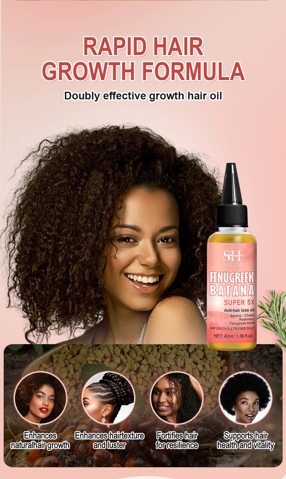 Naturals Anti-Hair Loss Oil Super 5x set African fast hair growth Chebe Batana oil butter  Fenugreek hair regrowth treatment