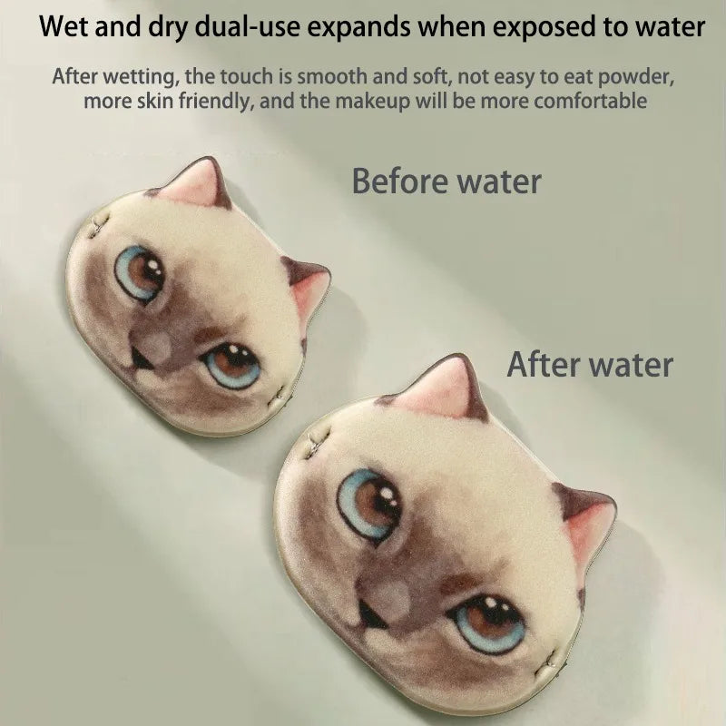 1/4pcs Kitty Air Cushion Powder Puff Cute Cat Cosmetic Puffs Hydrophilic Non-latex Facial Foundation Beauty Tool Dry Wet Makeup
