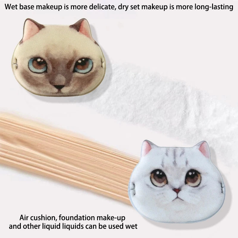 1/4pcs Kitty Air Cushion Powder Puff Cute Cat Cosmetic Puffs Hydrophilic Non-latex Facial Foundation Beauty Tool Dry Wet Makeup