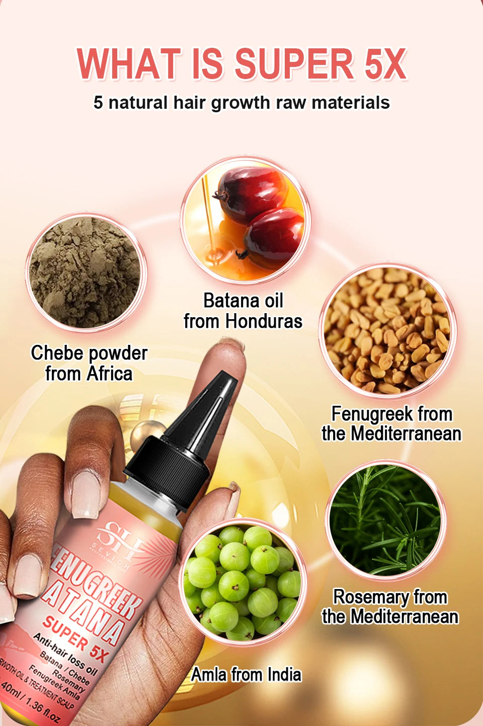 Naturals Anti-Hair Loss Oil Super 5x set African fast hair growth Chebe Batana oil butter  Fenugreek hair regrowth treatment