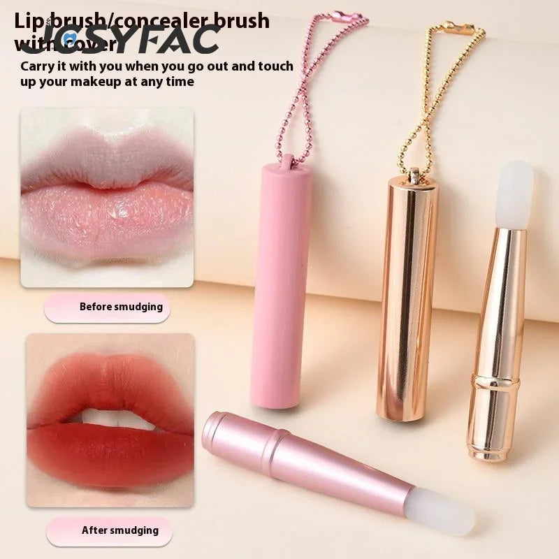 Mini Silicone Lip Brush Concealer Brush With Cover Chain Lip Mask Applicator Lip Gloss Brush Lipstick Brush Makeup Beauty Tool