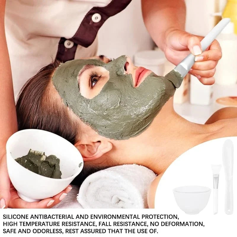 3/4pcs Face Mask Brush Set Reusable Mask Mixing Bowl Facial Applicator Spatula Stirring Soft Fan Facial Brushes Makeup Supplies